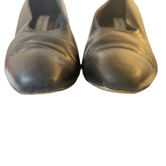 Via Spiga Heels Vintage Black Leather Elongated Square Toe Pump Womens Size 11AA - Picture 13 of 16